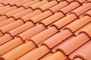 New roof with ceramic tiles closeup